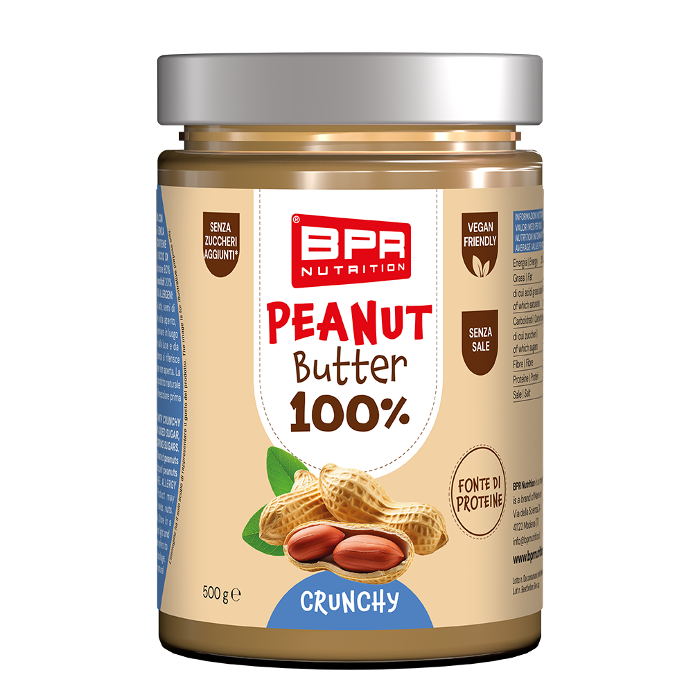 Rendering_Peanut_butter_500gr_Crunchy_web Peanut Butter 100% Crunchy 500 g - immagine 1